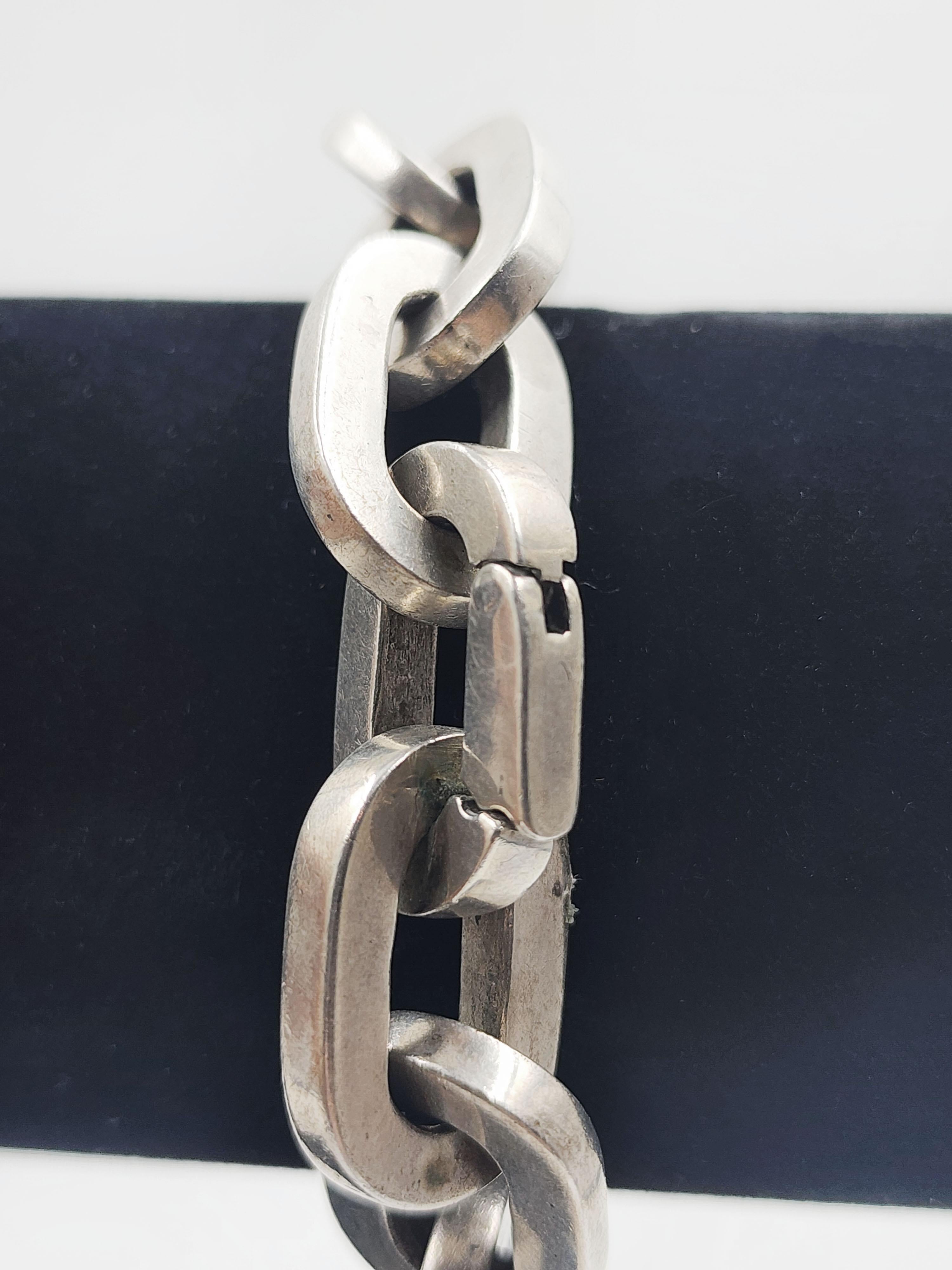 Sterling silver chain link bracelet In Good Condition For Sale In Autonomous City Buenos Aires, CABA