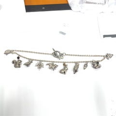 Sterling Silver Chain Necklace with Woodland Critter Charms Pendant 21"