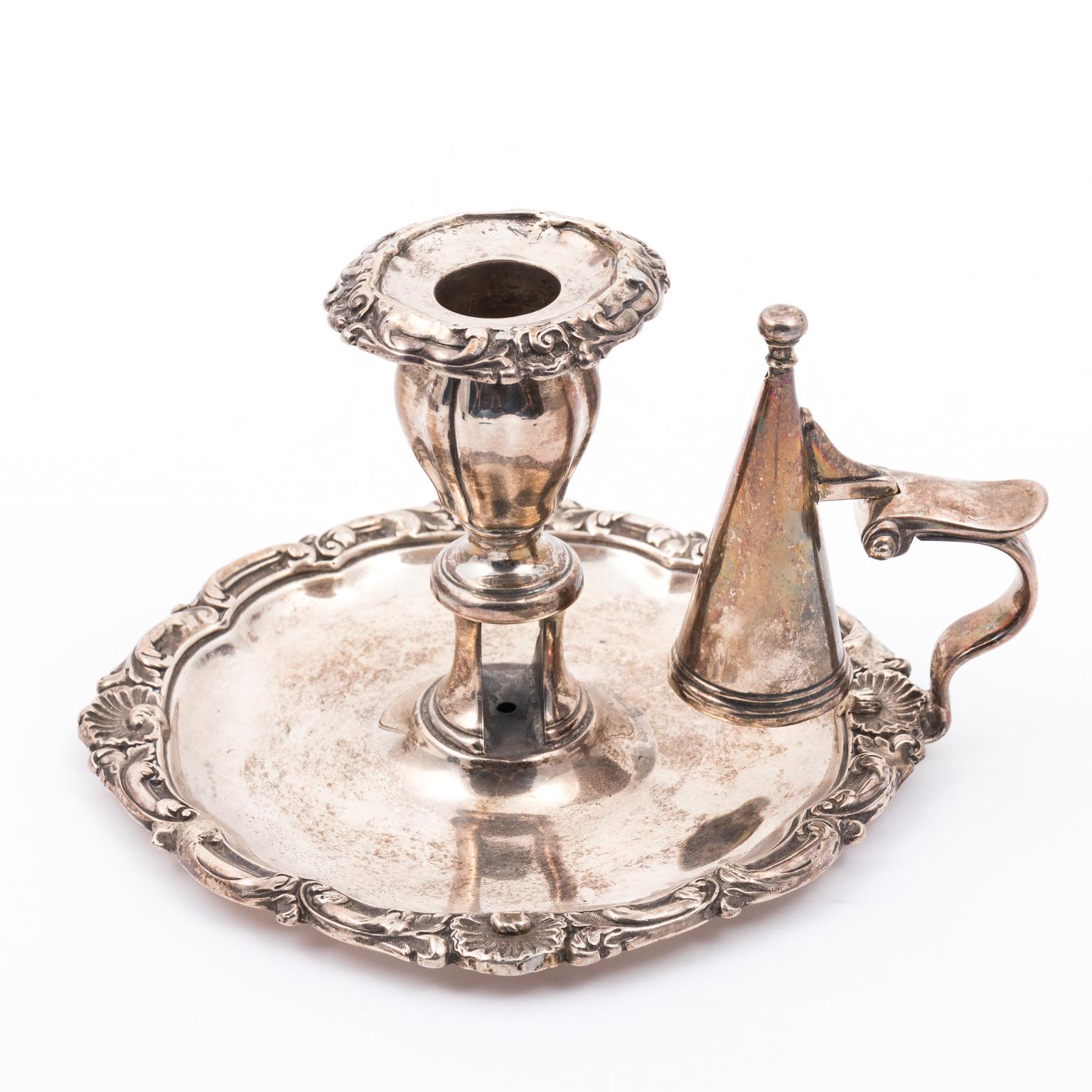 Sterling Silver Chamber Stick with Candle Snuffer 4