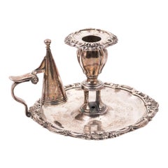 Sterling Silver Chamber Stick with Candle Snuffer