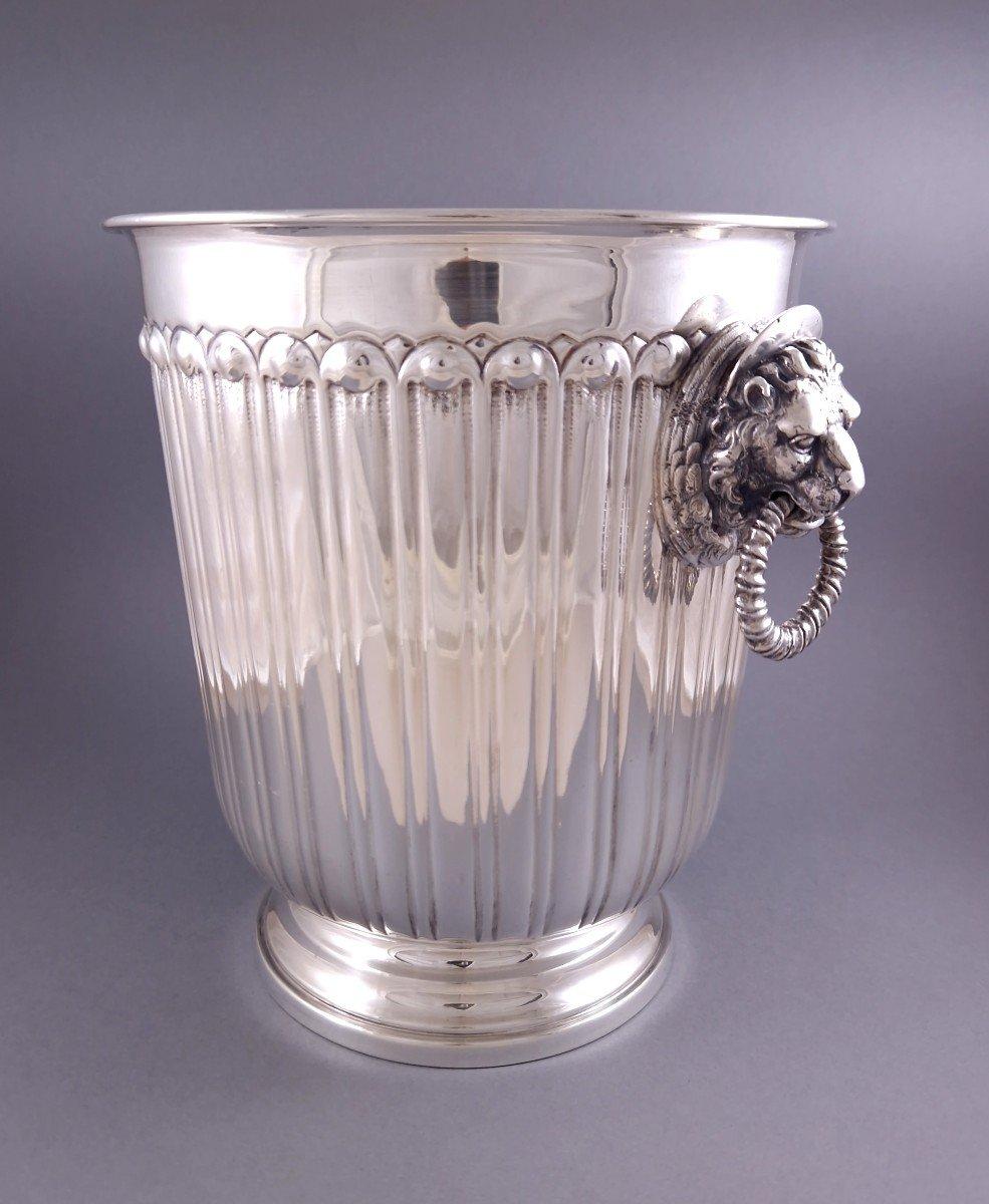 Late 20th Century Sterling Silver Champagne Bucket lion head For Sale