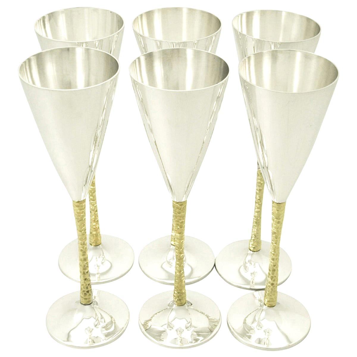 Six Art Deco Sterling Champagne Coupes at 1stDibs