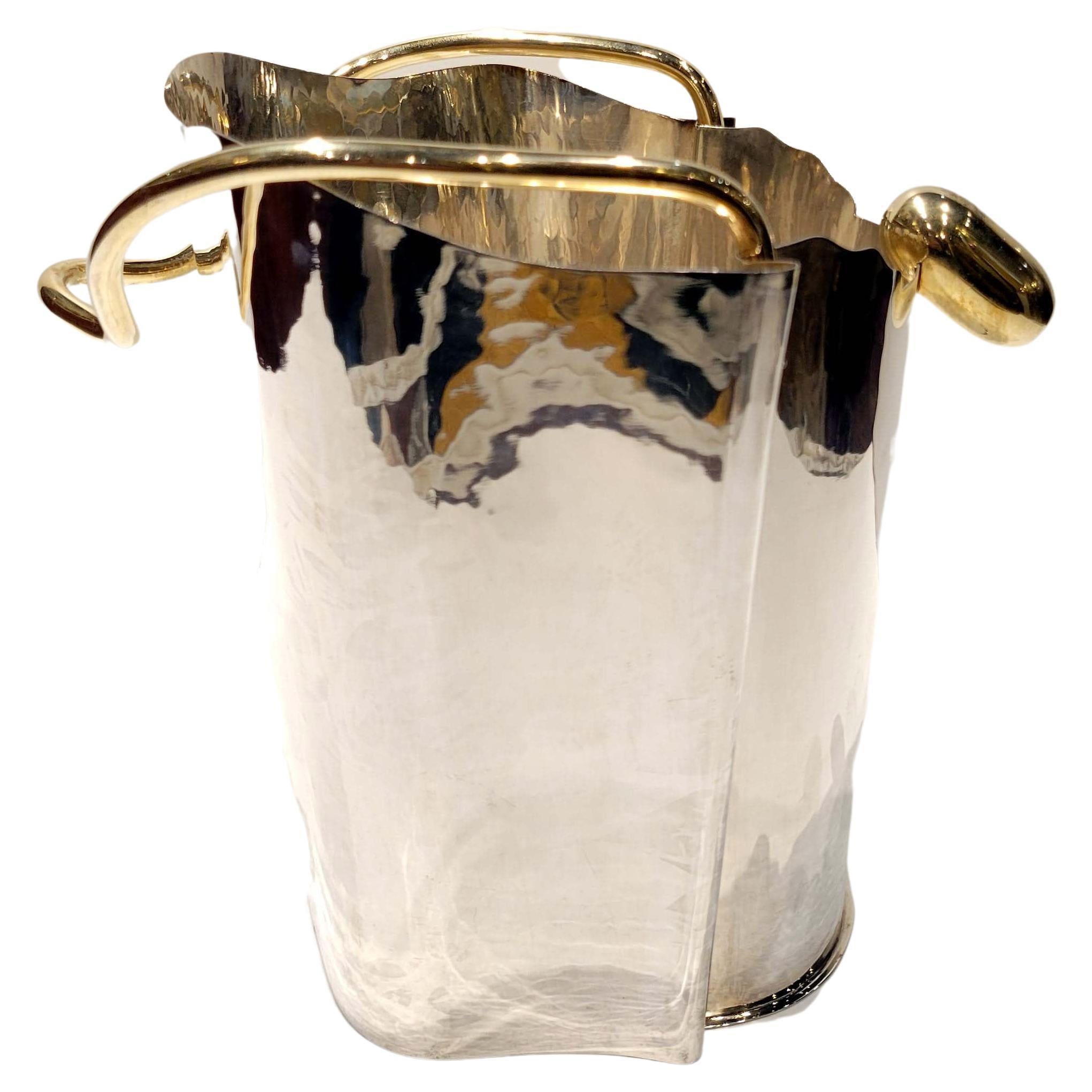 Sterling Silver Champagne or Ice Bucket Designed by Borek Sipek for Cleto Munari For Sale