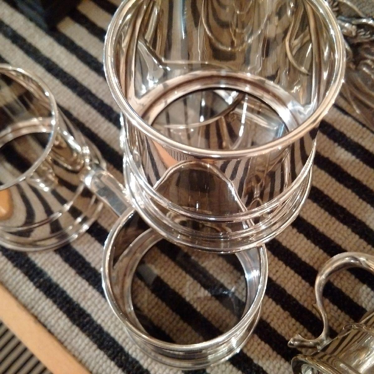Sterling Silver Champagne Tankards with Glass Bottoms, 1939 In Good Condition In London, GB