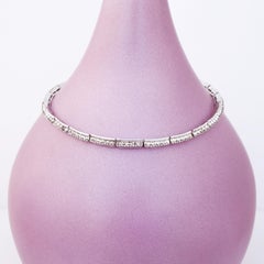 Sterling Silver Channel Set Crystal Link Choker Necklace, 1950s