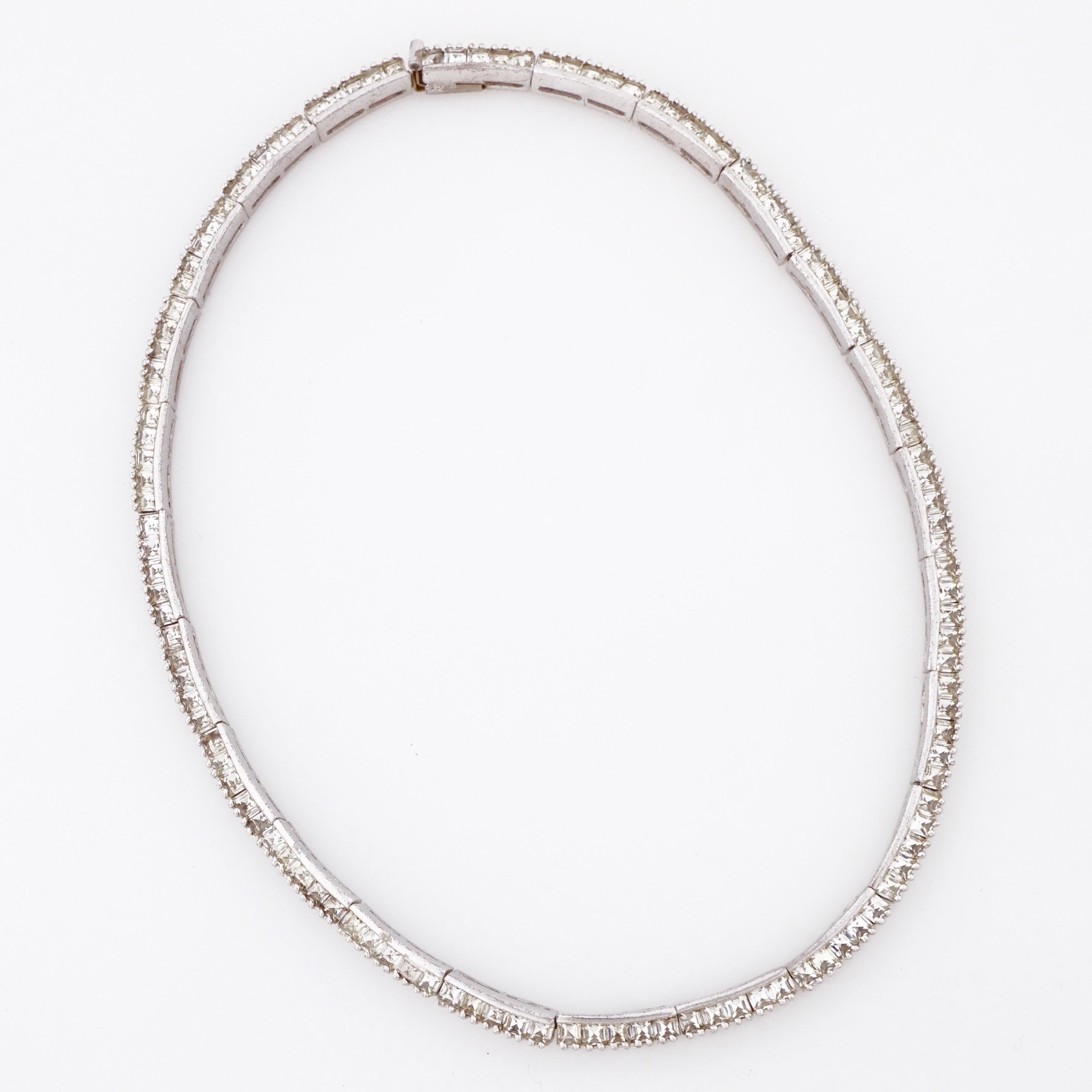 Choker-Halskette aus Sterlingsilber mit Kristallgliedern, 1950er Jahre (Moderne) im Angebot