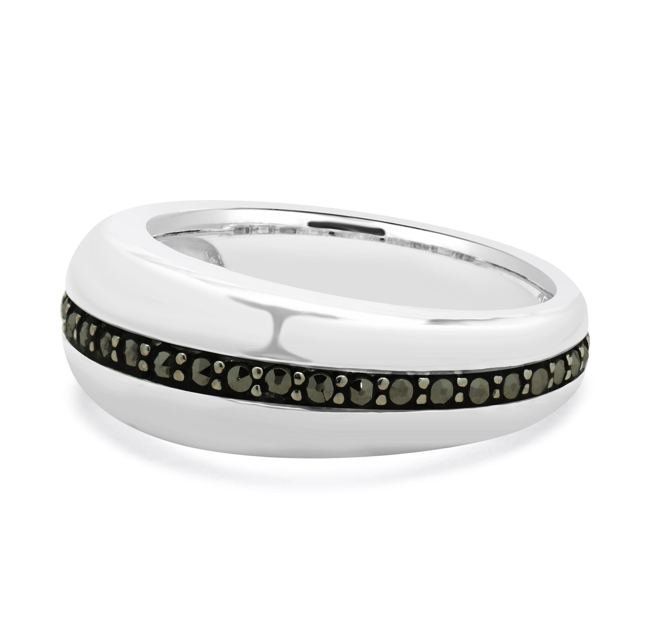 Taglio rotondo Anello con Marcasite incastonata in argento 925 in vendita