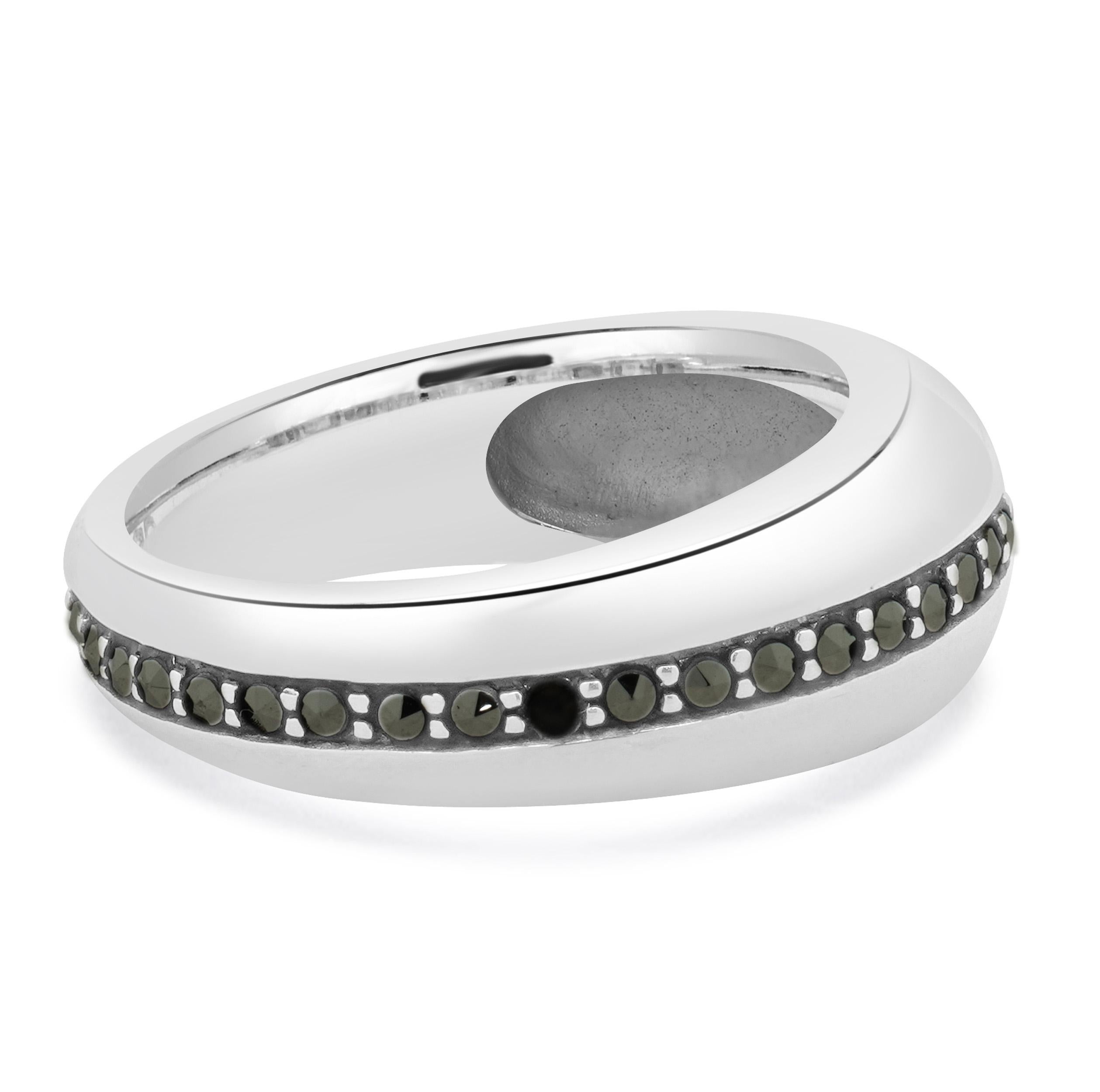 Anello con Marcasite incastonata in argento 925 In condizioni ottime in vendita a Scottsdale, AZ
