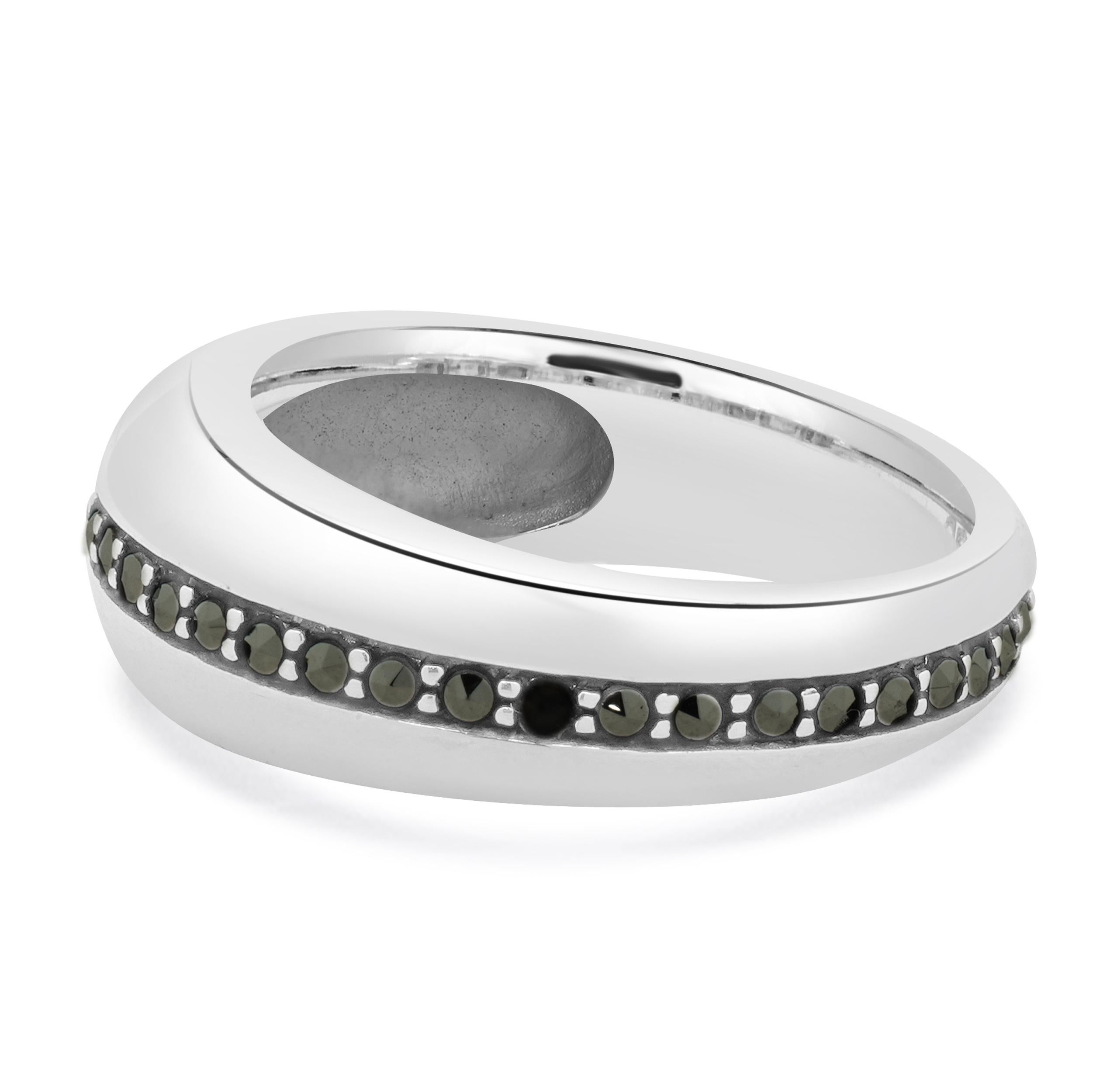 da uomo o donna Anello con Marcasite incastonata in argento 925 in vendita