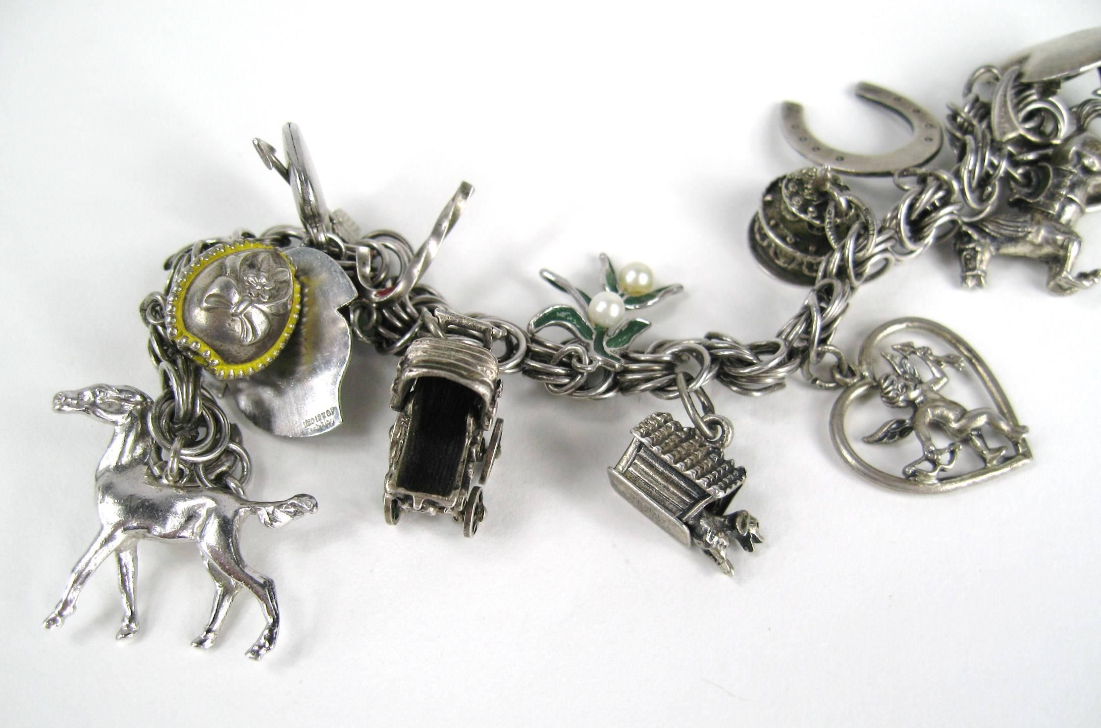 sterling silver charm bracelet vintage