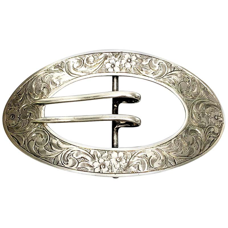 Sterling Silver Chased Repousse Sash Buckle at 1stDibs