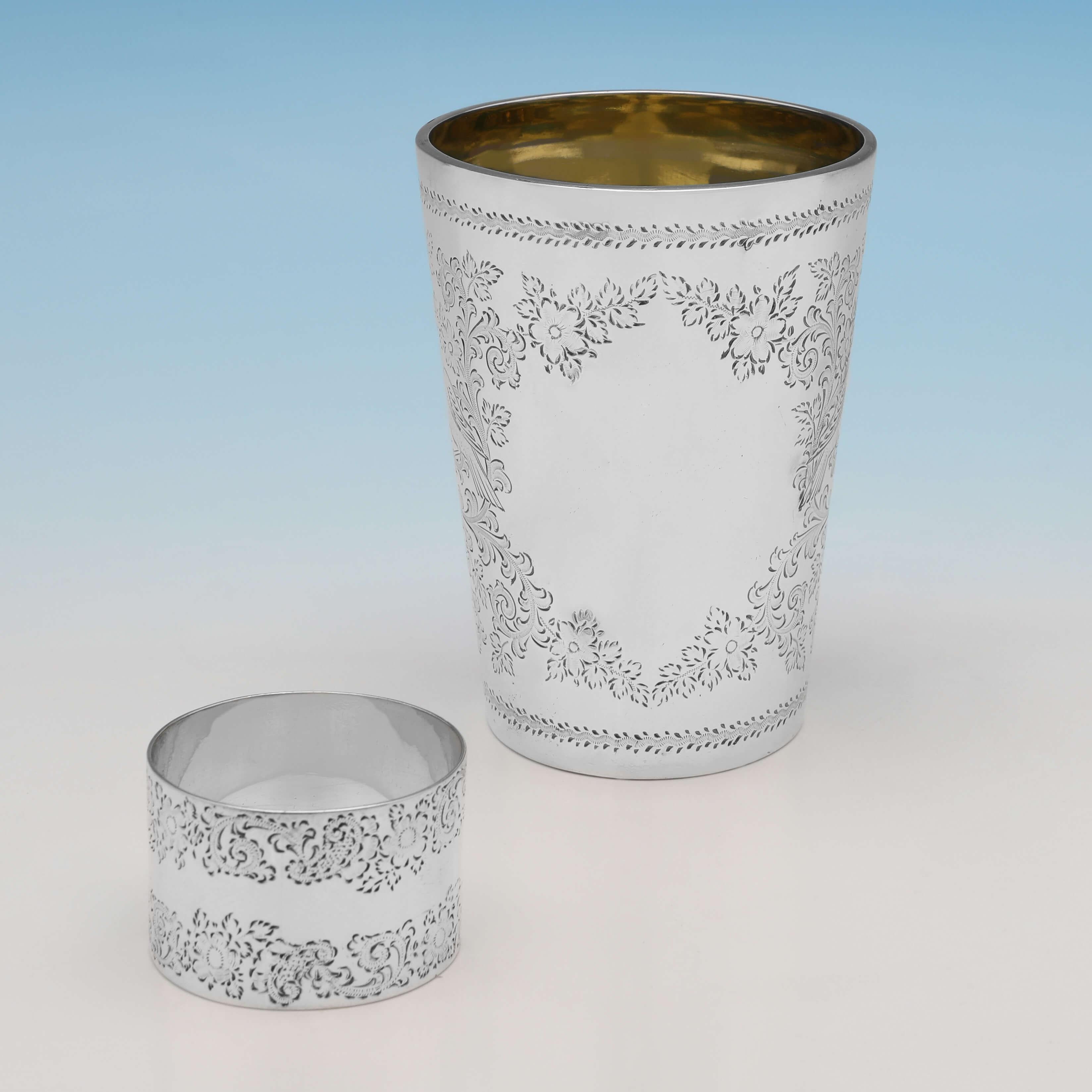 Aesthetic Movement Aesthetic Design, Victorian Antique Sterling Silver Childs Set, 1890/1900