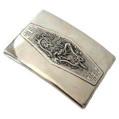 Porte-cigarette 420 chinois en argent sterling avec dragon repoussé