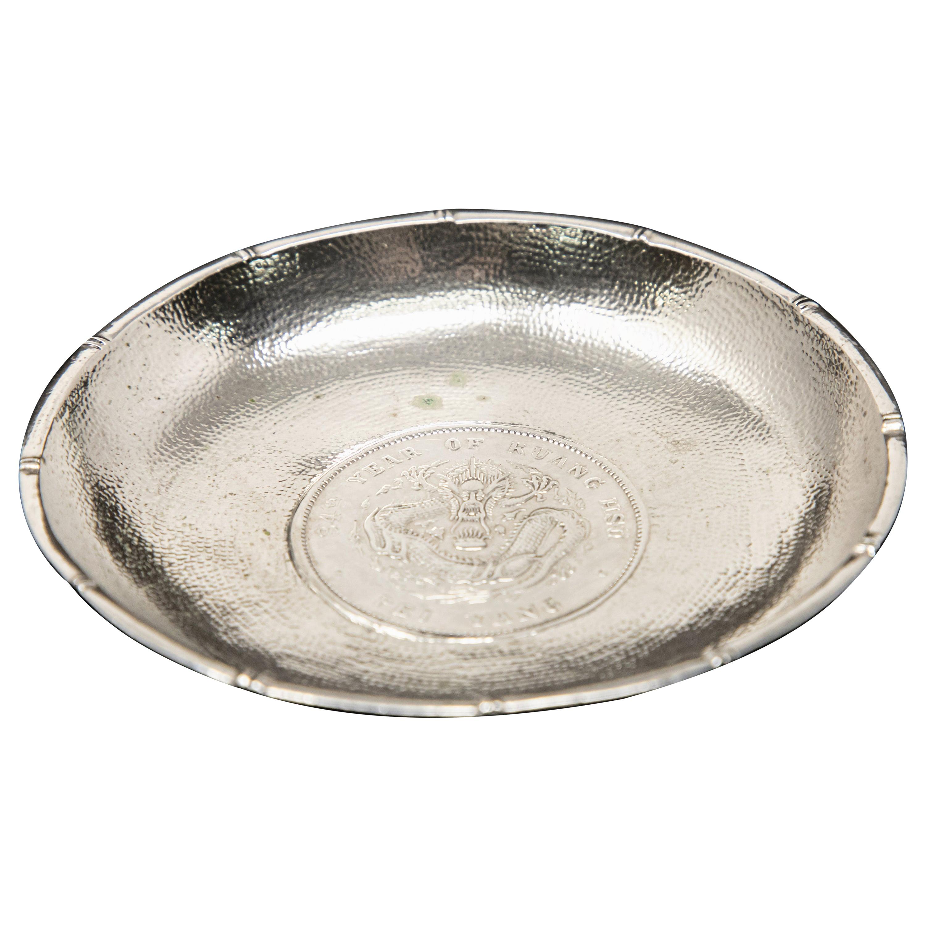 Sterling Silver Chinese Coin Dish For Sale