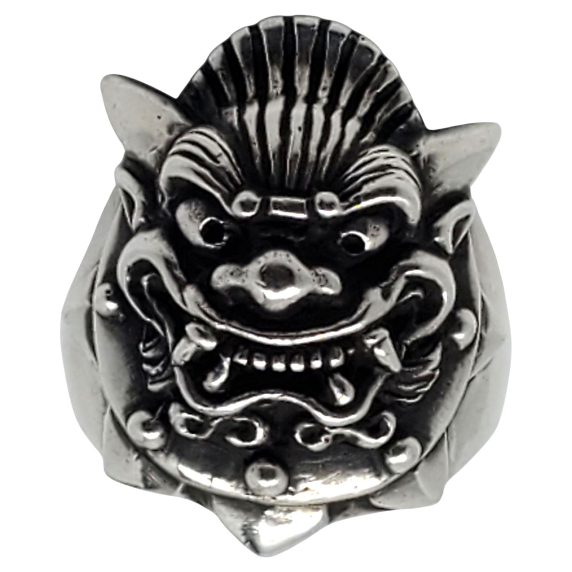 Anello con testa di drago cinese in argento 925 misura 12 #22645