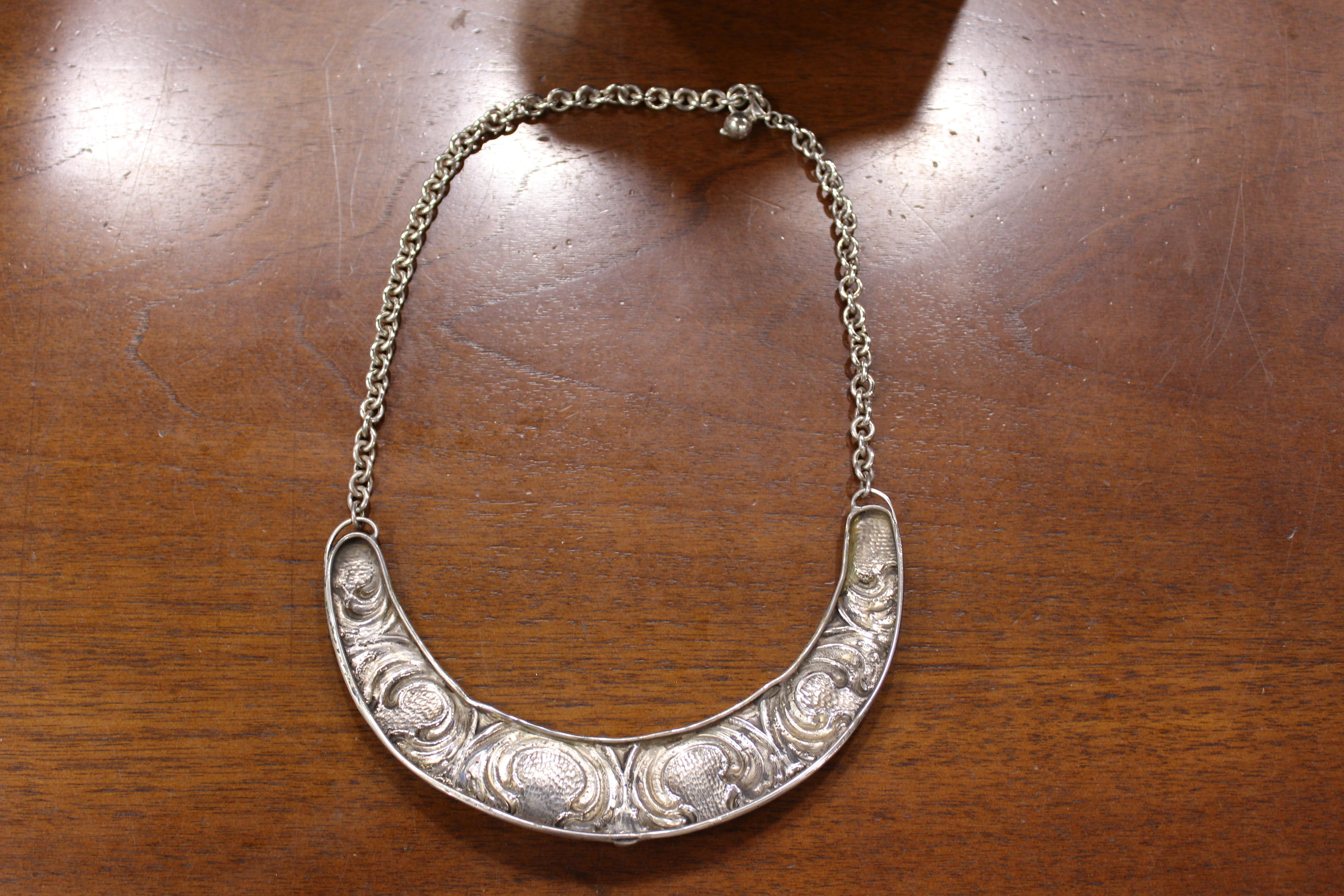 Sterling Silver, Choker, Ornato, Handmade, Italy In New Condition For Sale In Firenze, IT