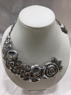 Plata de ley, Gargantilla, Rosa, Hecho a mano, Italia