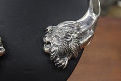 Choker en argent sterling, deux lions, fait à la main, Italie