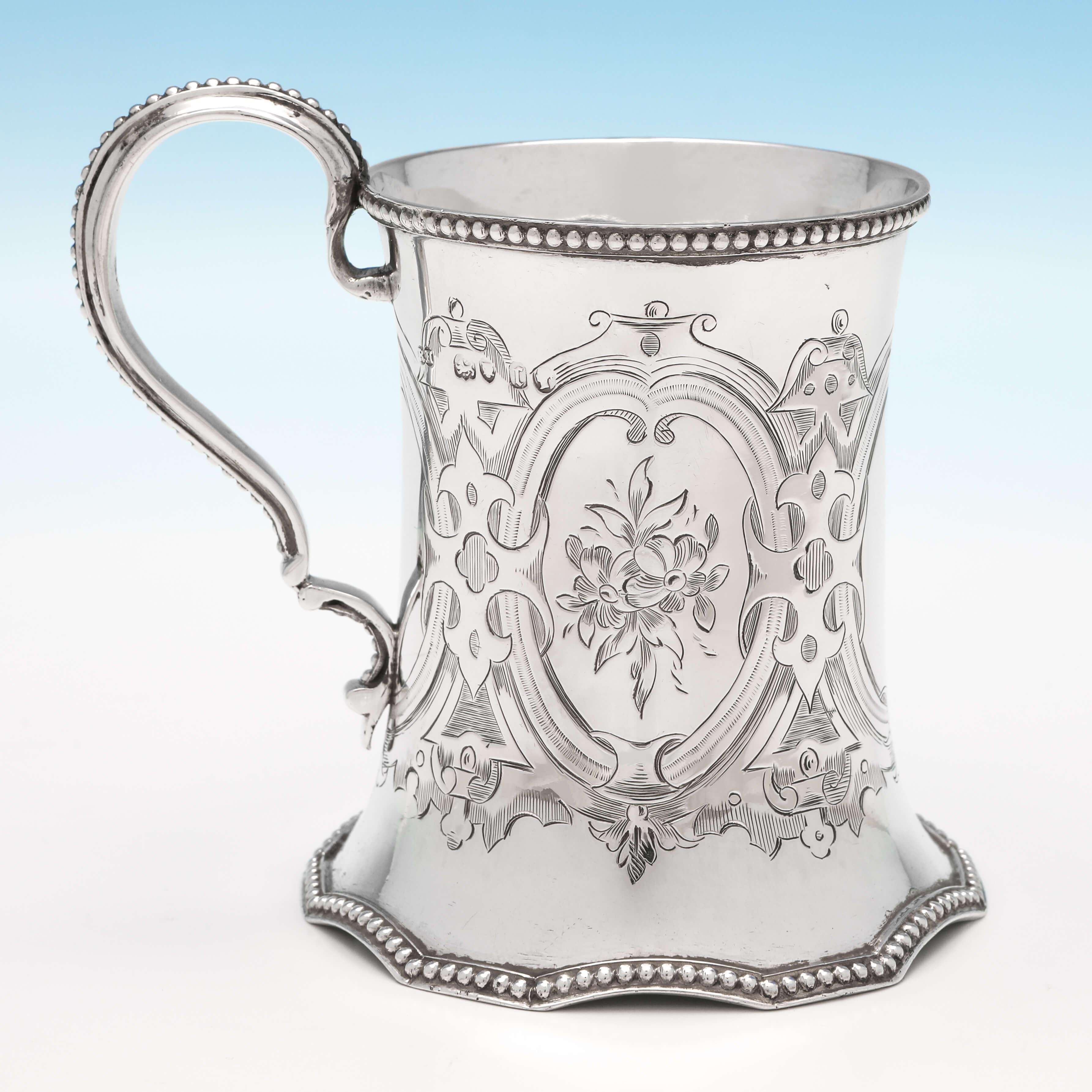English 19th Century Victorian Sterling Silver Christening Mug by Robert Hennell II 1858