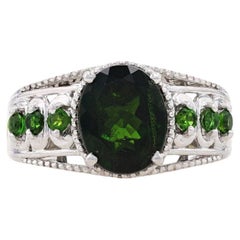Sterling Silber Chrom Diopside Ring - 925 Oval & Rund 3,50 ctw
