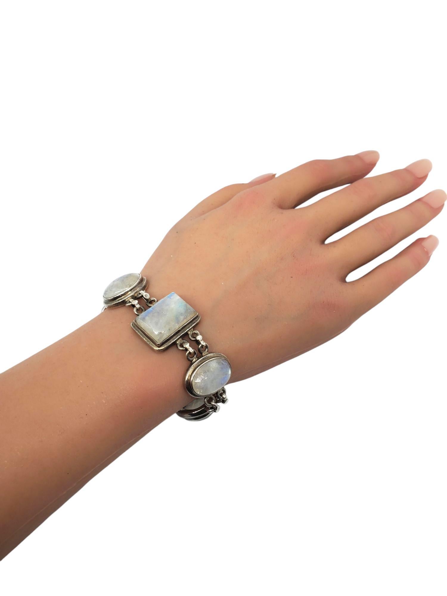 Sterling Silver Chunky Moonstone Link Bracelet #21043 For Sale 5