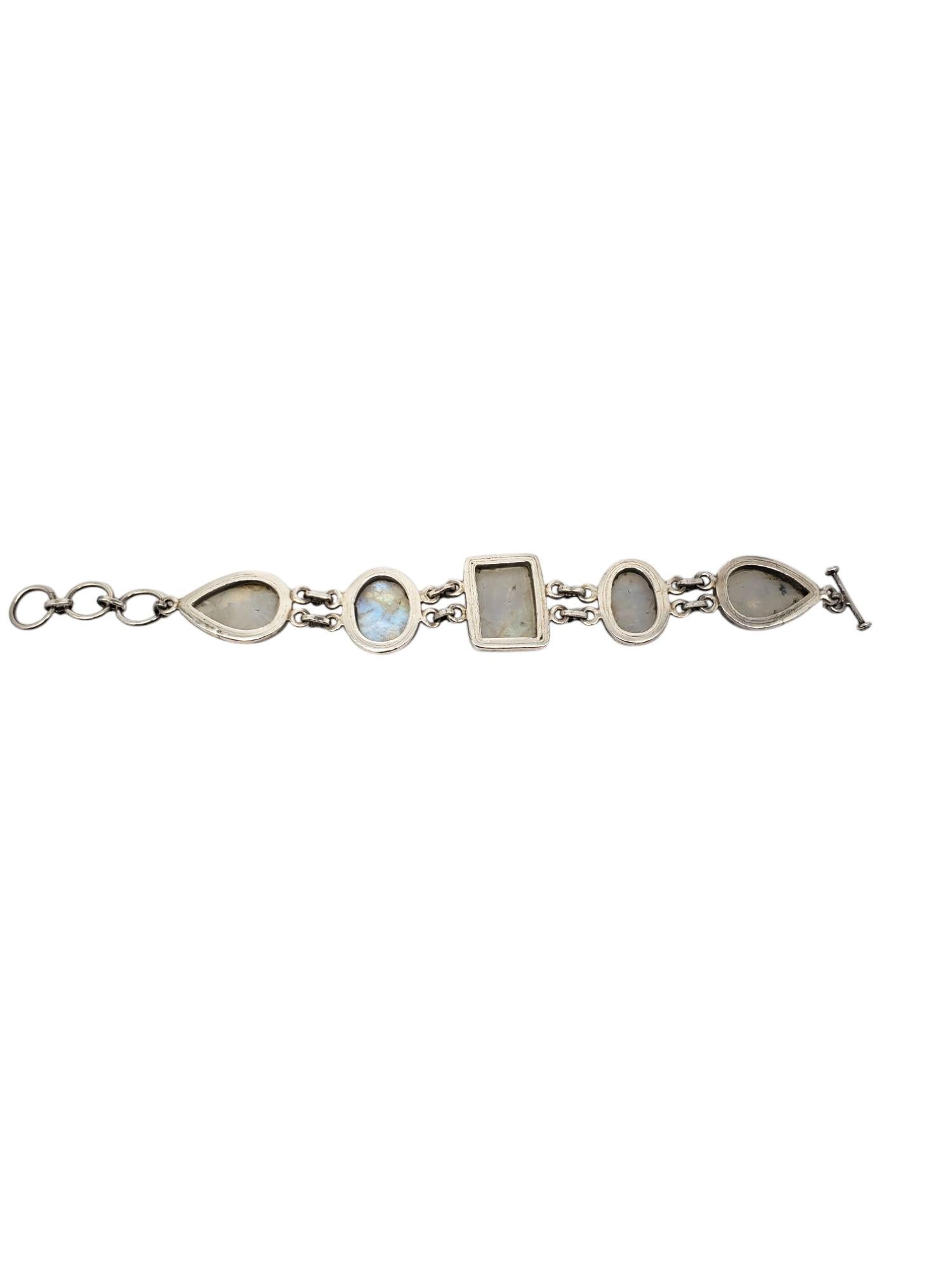 Women's Sterling Silver Chunky Moonstone Link Bracelet #21043 For Sale