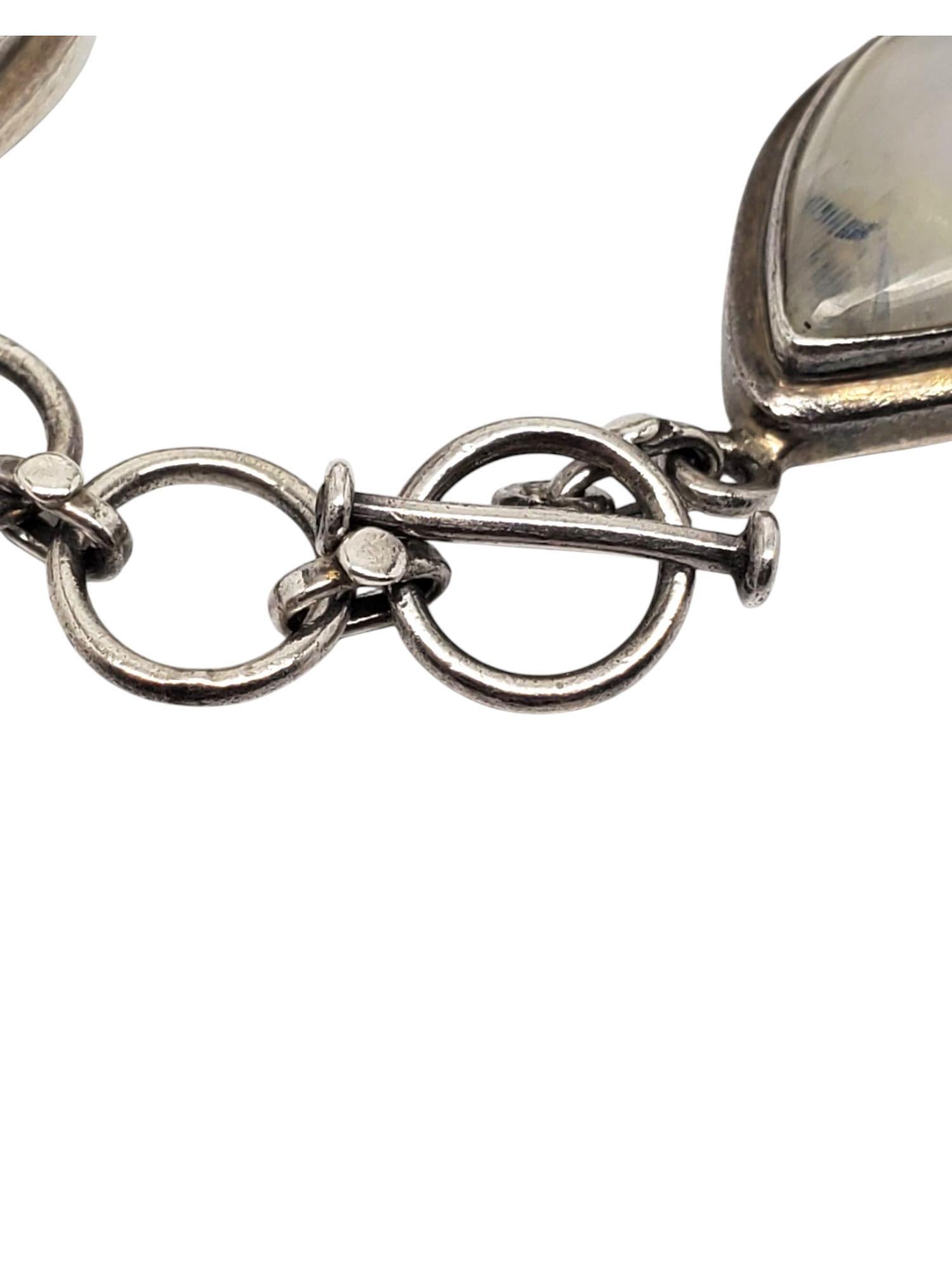 Sterling Silver Chunky Moonstone Link Bracelet #21043 For Sale 3