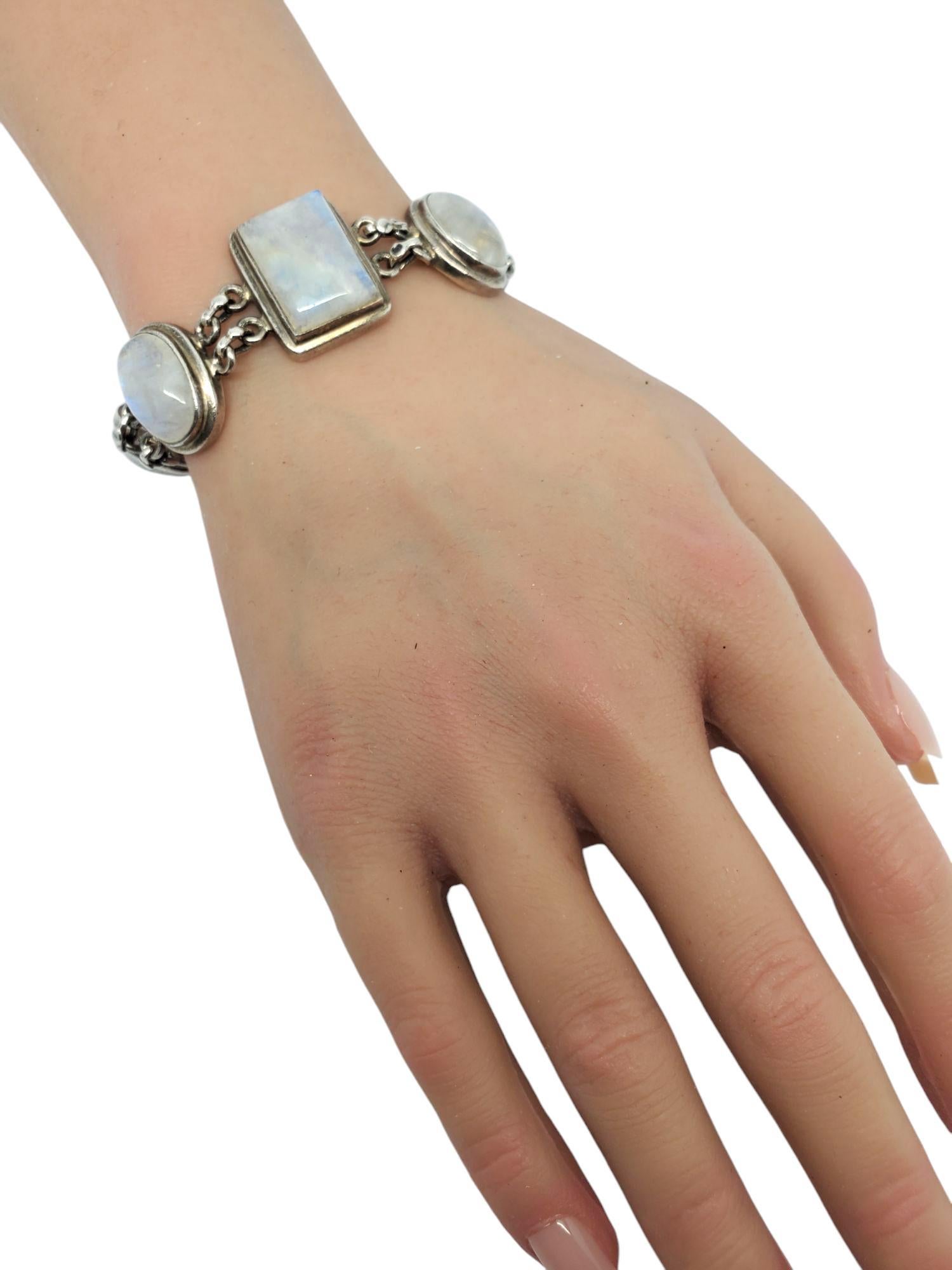 Sterling Silver Chunky Moonstone Link Bracelet #21043 For Sale 4