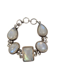 Bracelet à maillons en argent sterling et pierre de lune massive n° 21043
