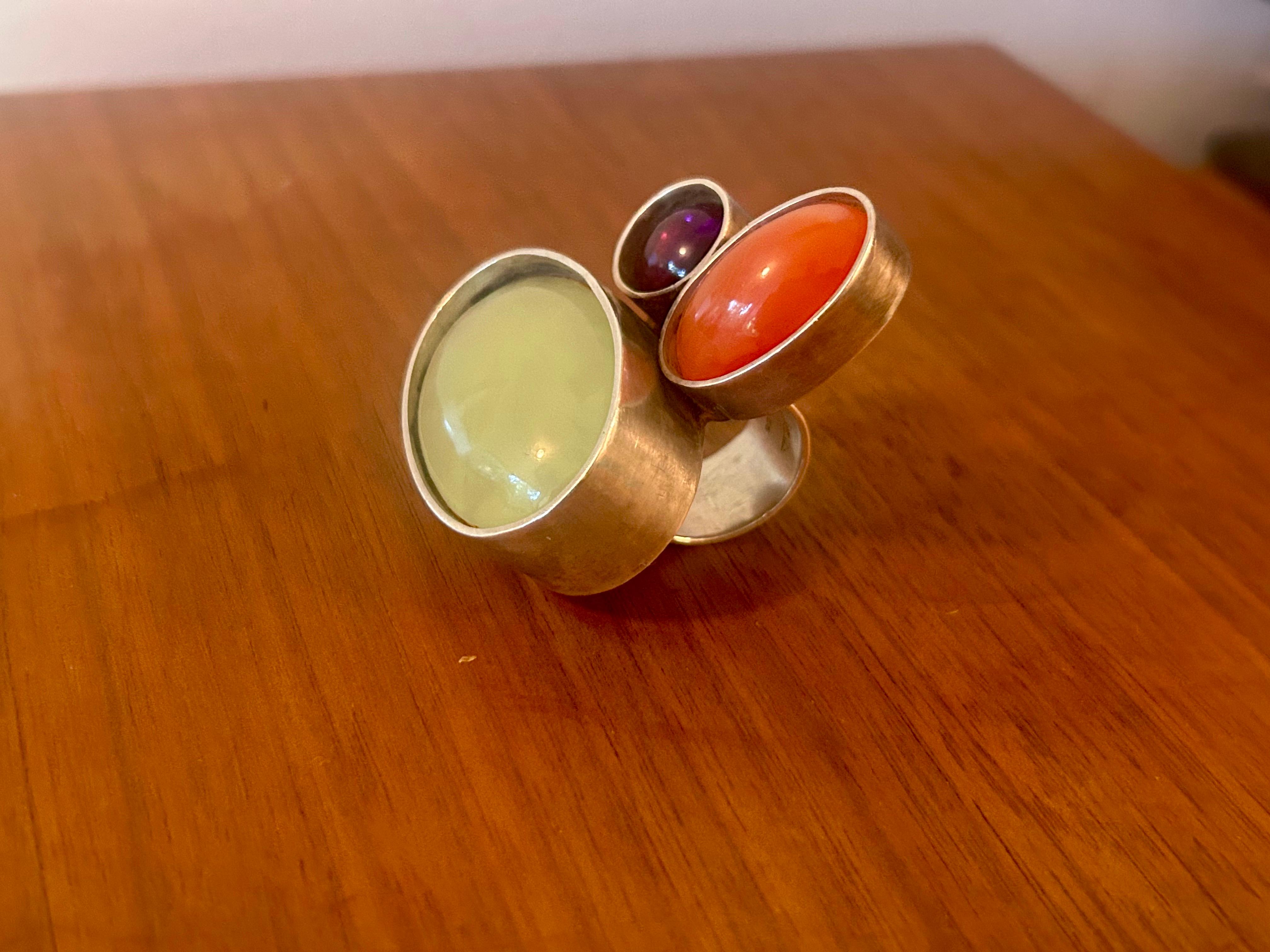 Anello in argento 925 Gioielli artigianali Heidi Abrahamson 2015 in vendita 7