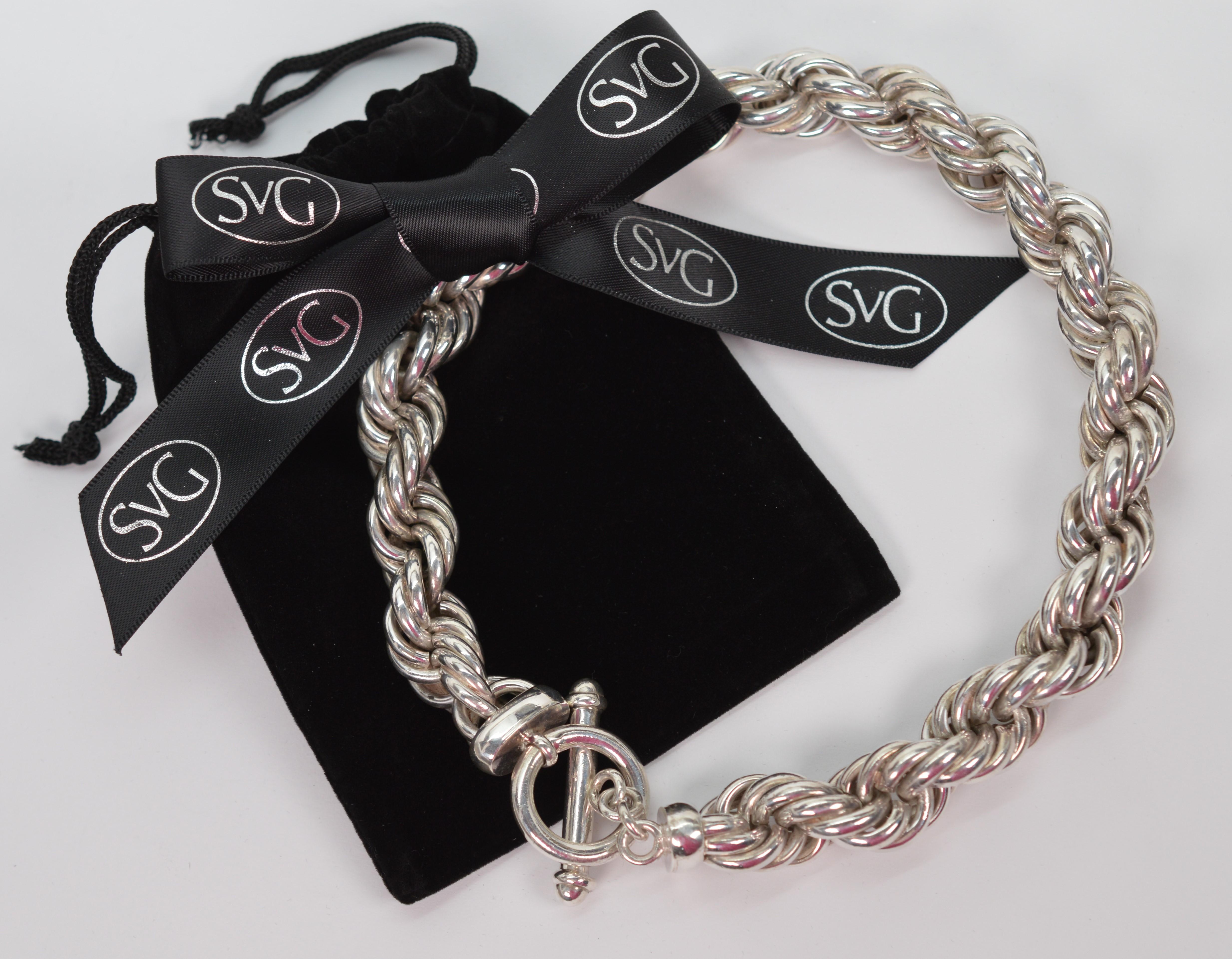 Sterlingsilber Chunky Twist Seil Kette Halskette mit Knebelverschluss mit Knopfleiste im Angebot 8