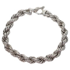 Sterlingsilber Chunky Twist Seil Kette Halskette mit Knebelverschluss mit Knopfleiste