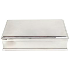 Sterling Silver Cigar Box / Cigarette Box 1954 Bevelled Edge