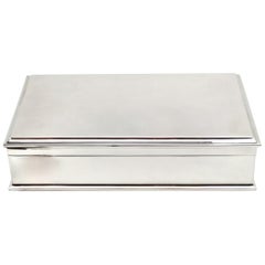 Sterling Silver Cigar Box / Cigarette Box 1954 Bevelled Edge