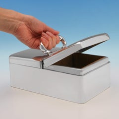 Scatola per sigari in argento Sterling Art Deco George V di Thomas Bradbury & Sons del 1924