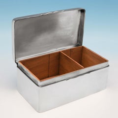 Edwardian Cedar Lined Antique Sterling Silver Cigar Box by A & J Zimmerman, 1905