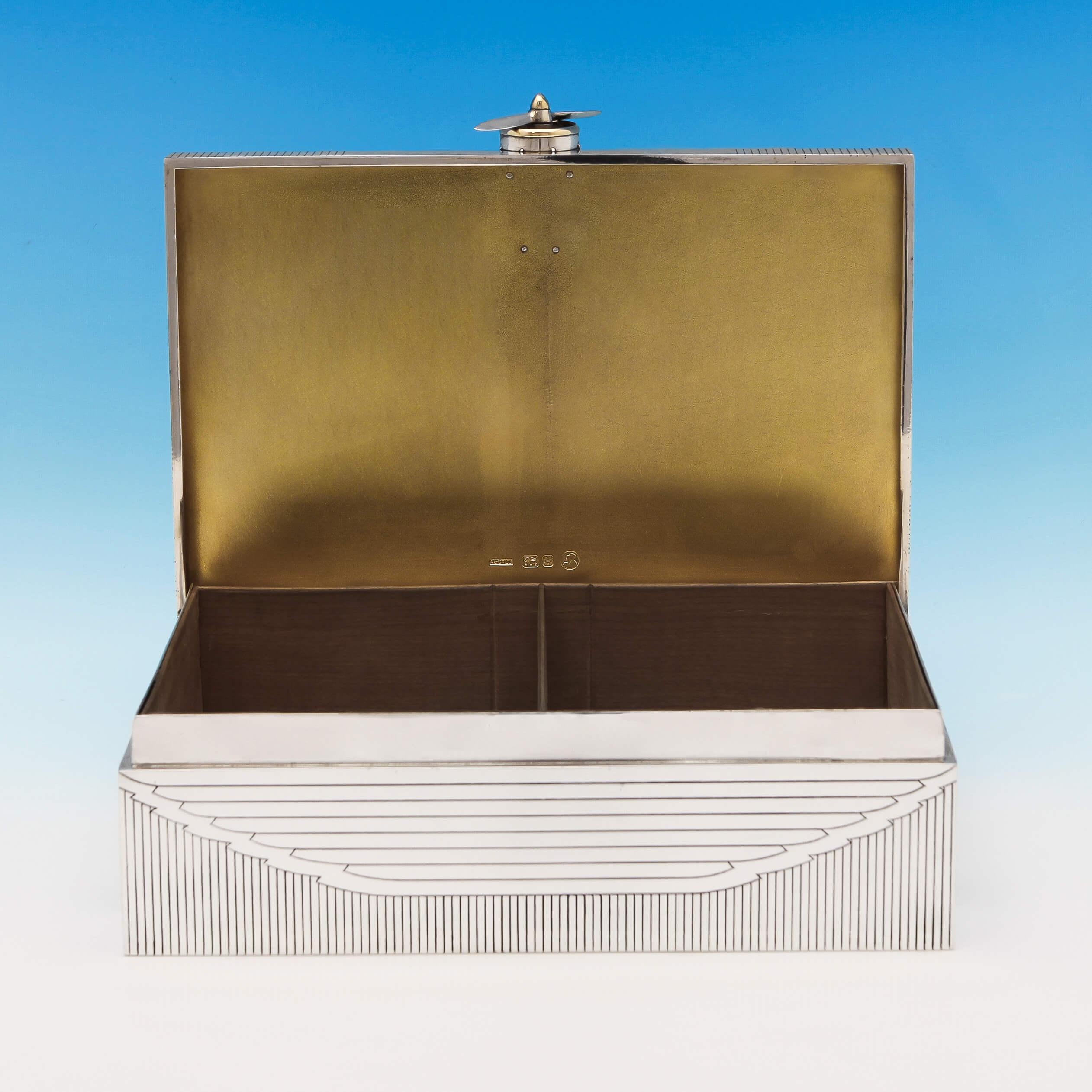 RAF Interest, Unique Art Deco Gold and Sterling Silver Cigar Box by Asprey, 1936 In Good Condition In London, London