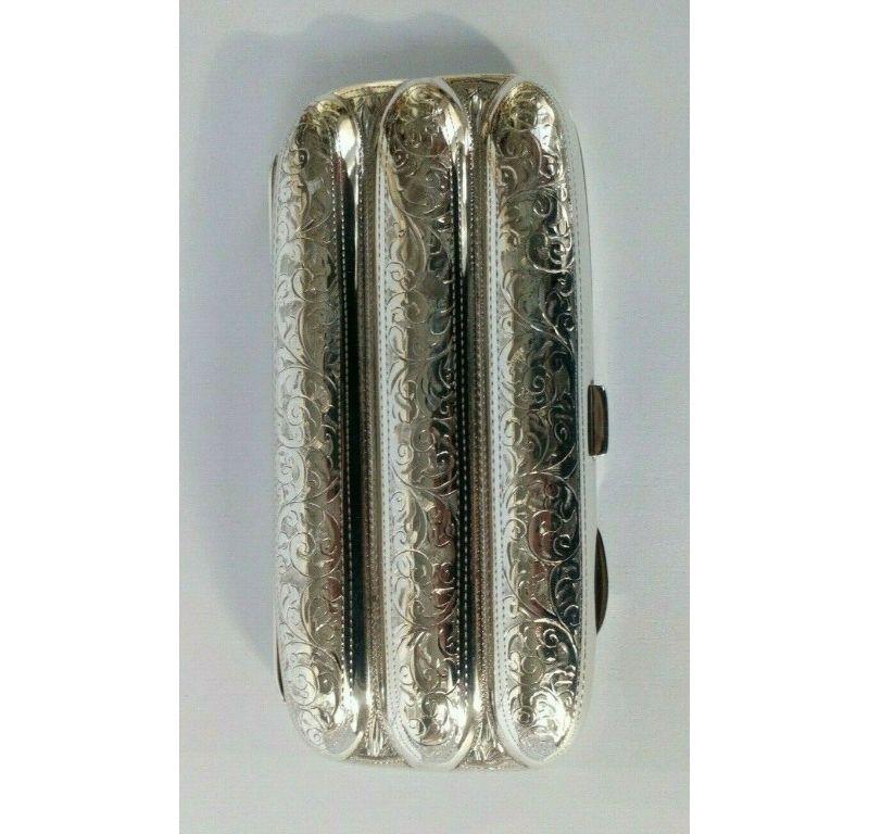 Sterling Silver Cigar Case by William Henry Sparrow, 1911 In Good Condition For Sale In London, GB