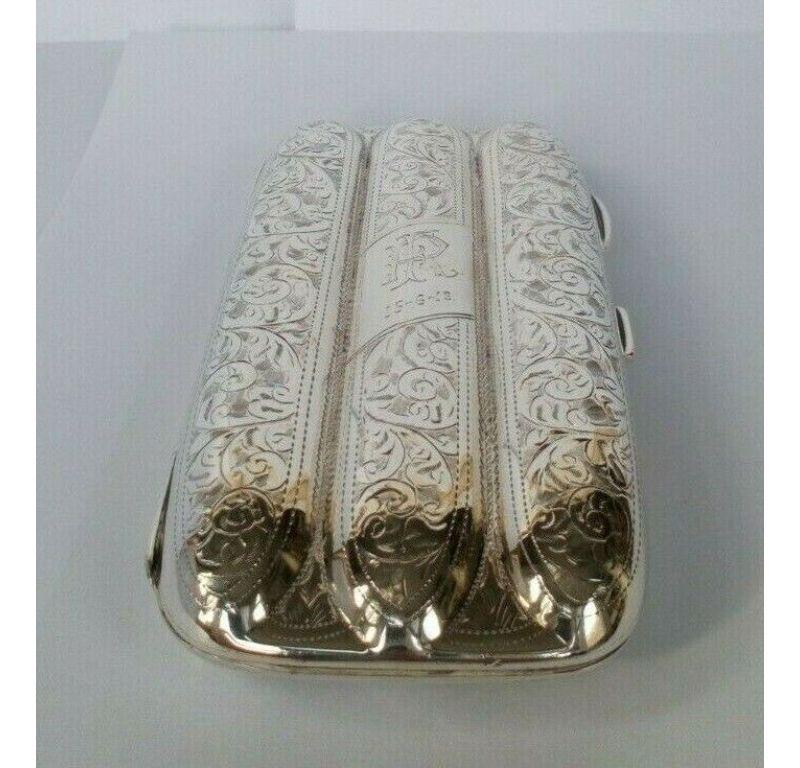 Sterling Silver Cigar Case by William Henry Sparrow, 1911 For Sale 3