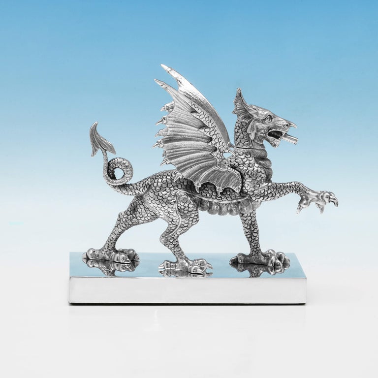 Novelty Sterling Silver Dragon Cigar Lighter Hallmarked in 1972 by