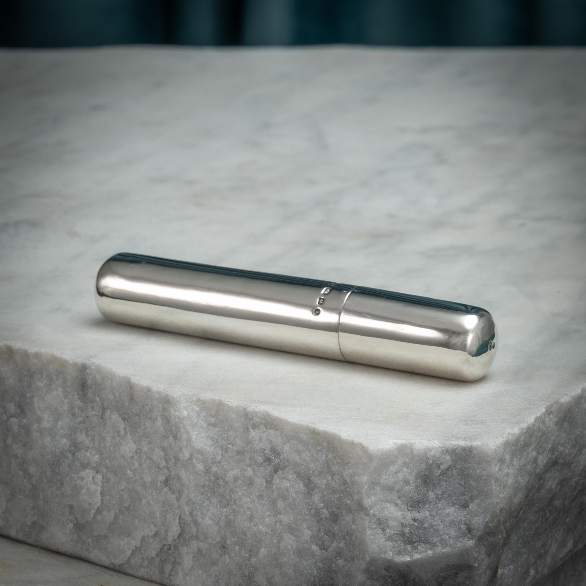 Sterling Silver Cigar Tube, Hallmarked Birmingham 1875 For Sale 1