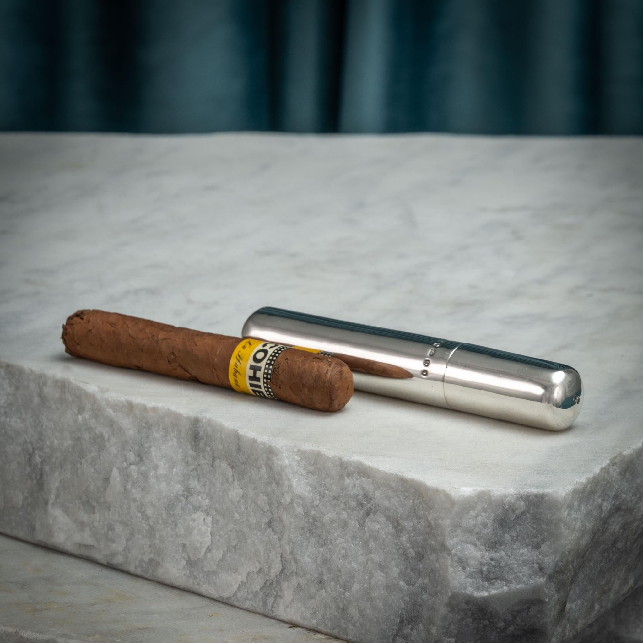 Sterling Silver Cigar Tube, Hallmarked Birmingham 1875 For Sale 2