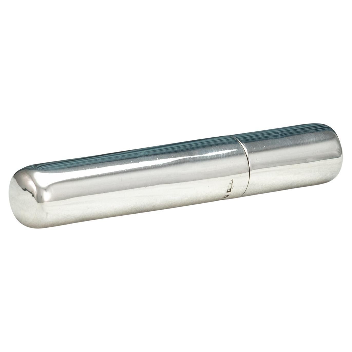 Sterling Silver Cigar Tube, Hallmarked Birmingham 1875