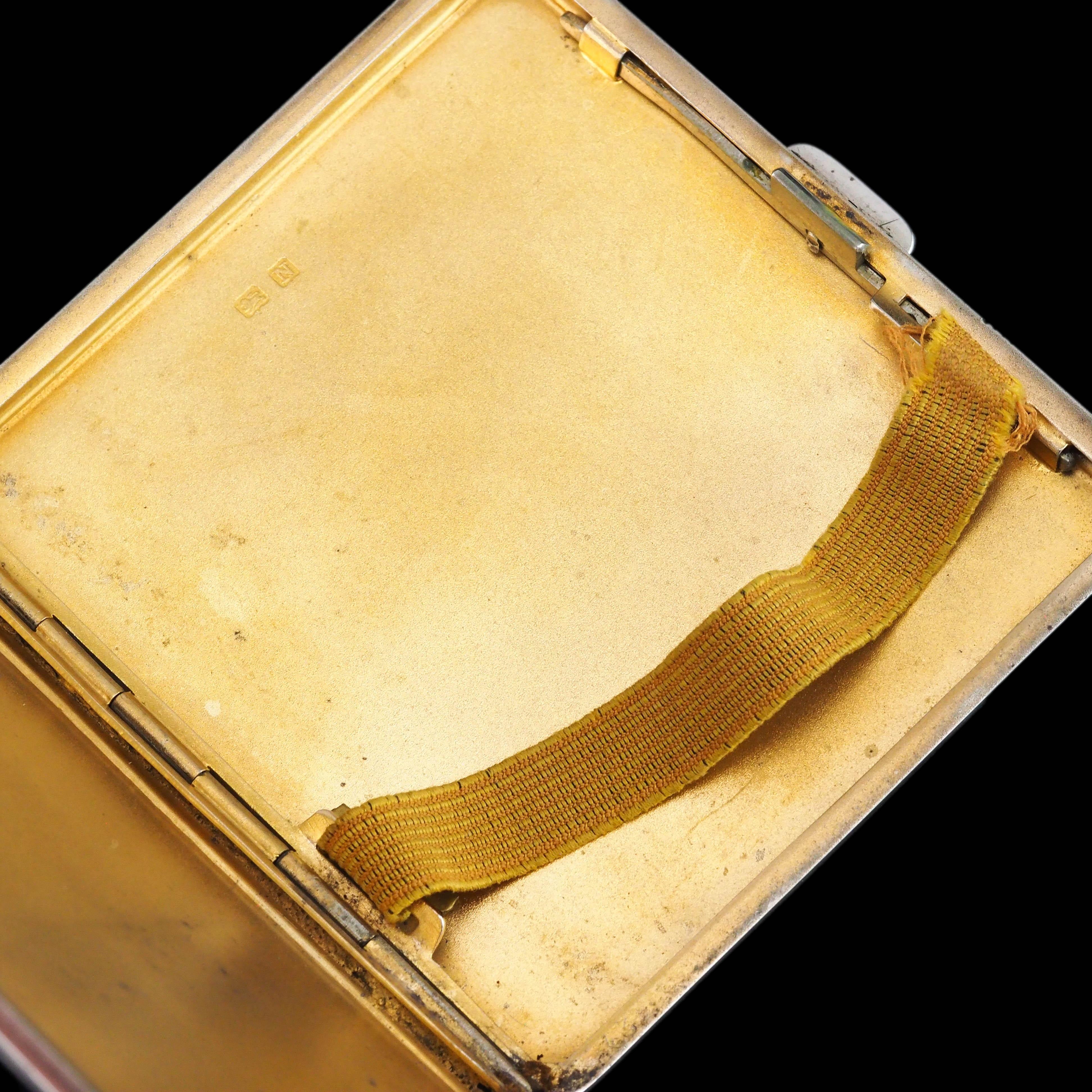 Sterling Silver Cigarette Case with Blue Sunburst Enamel Guilloche - 1937 8