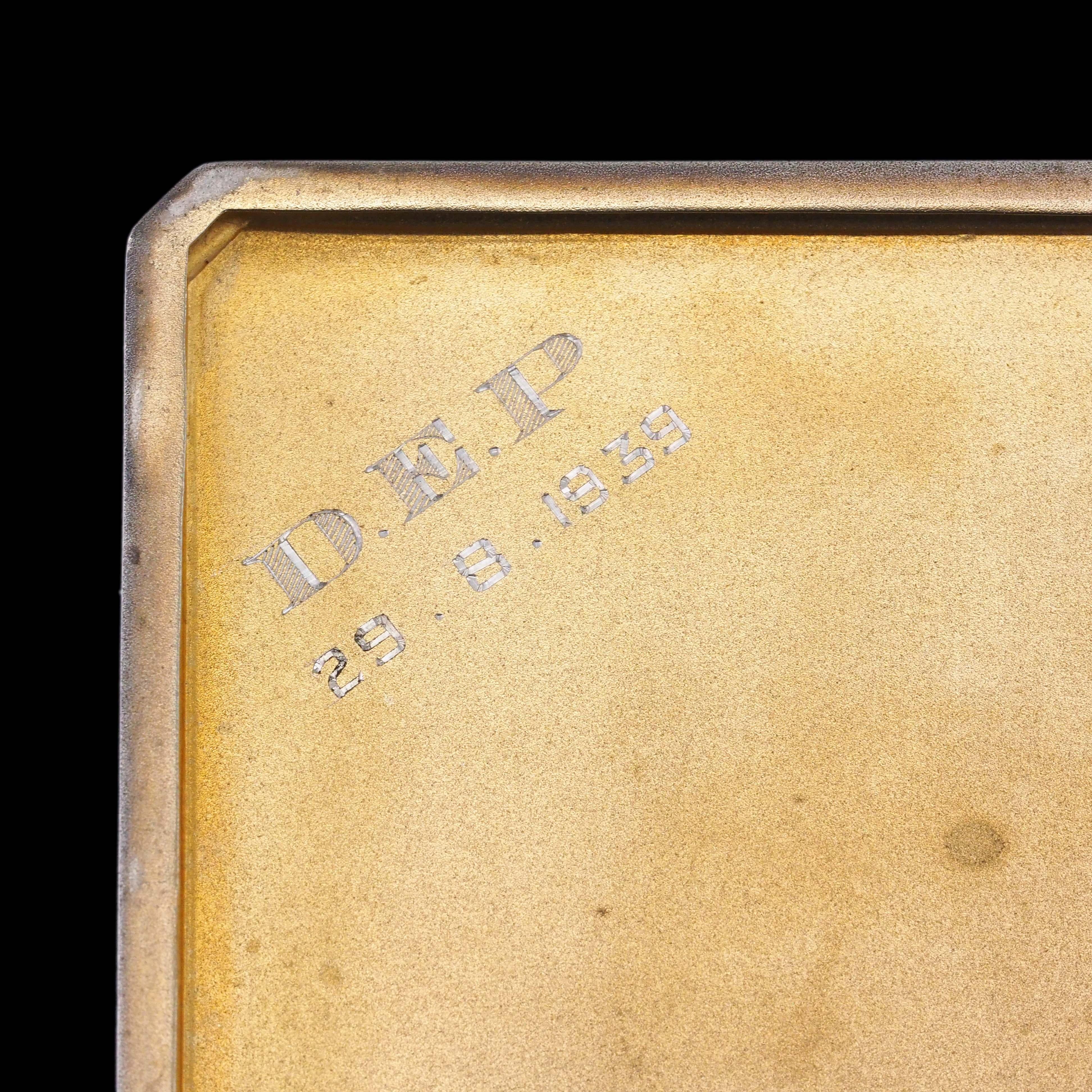 Sterling Silver Cigarette Case with Blue Sunburst Enamel Guilloche - 1937 9