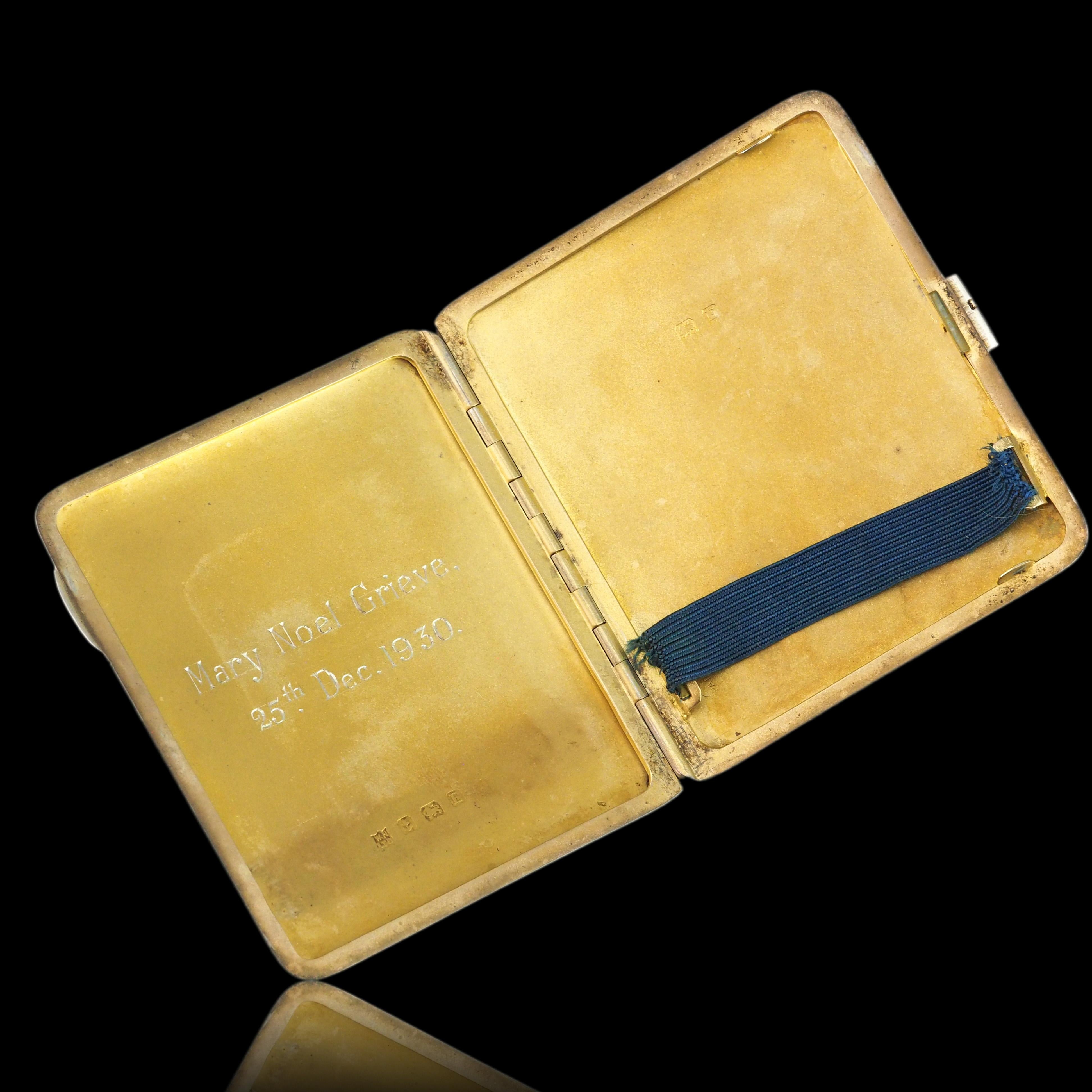 Sterling Silber Zigarettenetui mit grüner Emaille Guilloche - William Neale & Son im Angebot 8