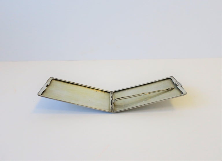 A beautiful English Art Deco period sterling silver tobacco cigarette holder case, circa early-20th century, England. Marked 'Sterling' on inside; please see image #7. 
 