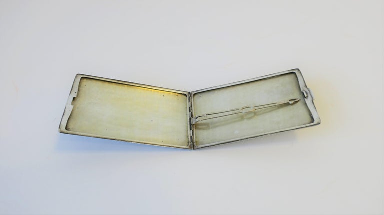 English Art Deco Sterling Silver Cigarette Holder Case For Sale 2