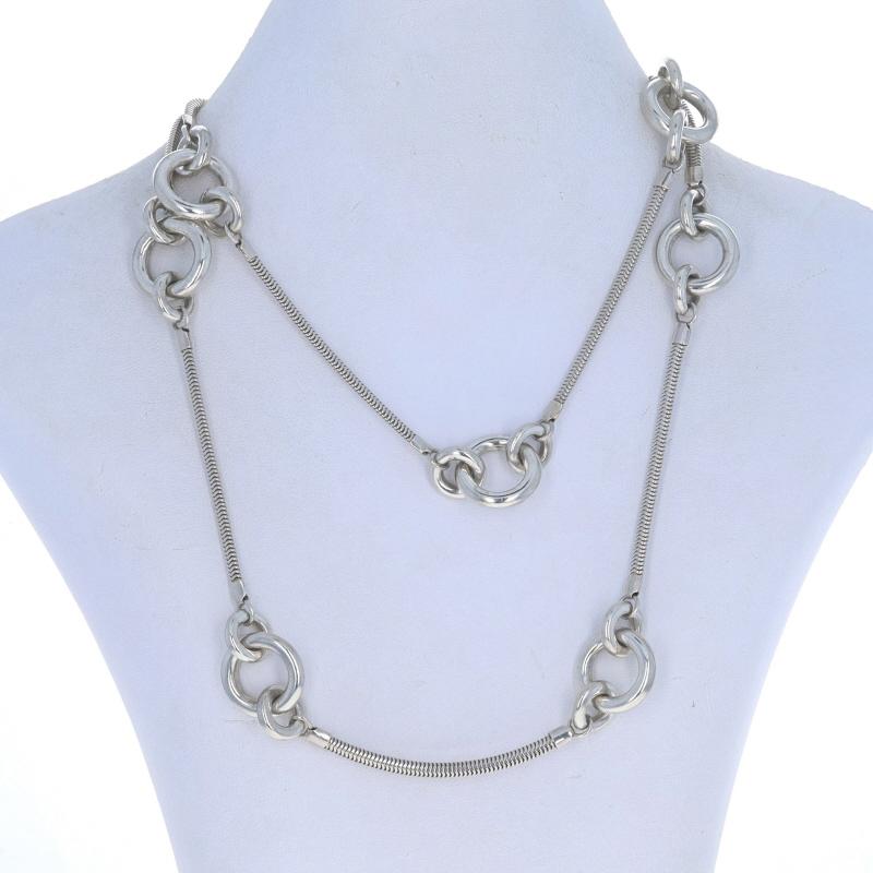 Sterling Silver Circle Link Station Necklace 31