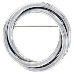 Vintage Sterling Silver Circle Wreath Brooch - 925 Rope Twist Pin